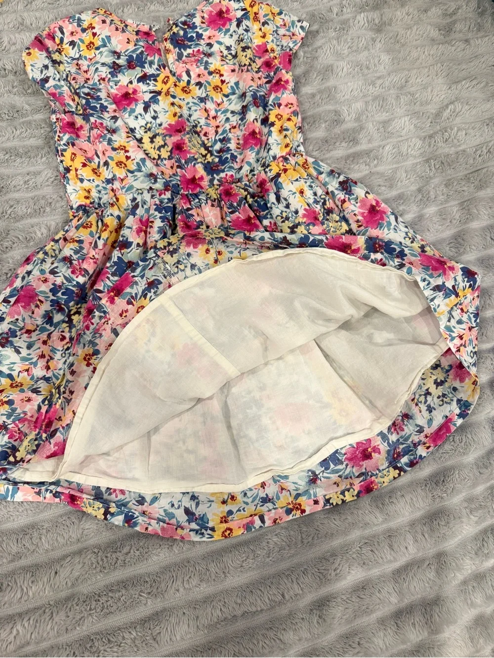GAP Girls Floral Smocked Dress - Pink, Yellow & Blue